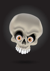vector cartoon skull with silver teeth