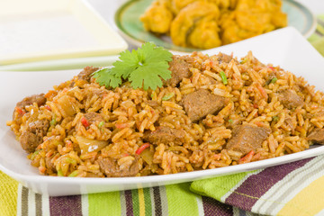 Mutton Byriani - Lamb and rice cooked with spices.