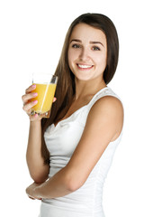 young girl with juice