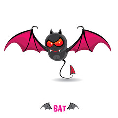 vector funny devil bat with wings. halloween character