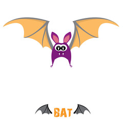 vector funny devil bat with wings. halloween character