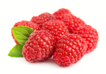 Sweet raspberry with leafs