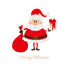 Santa Claus with a bag of gifts and gift box