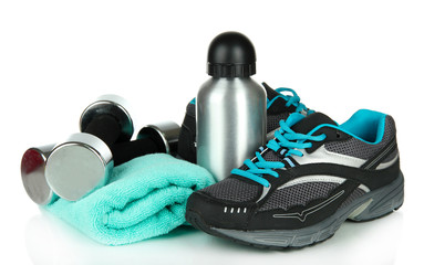 Different tools for sport isolated on white