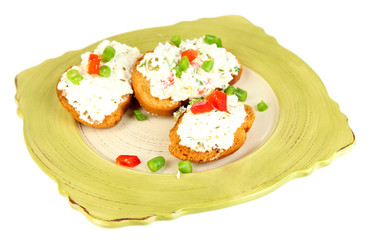 Sandwiches with cottage cheese and greens