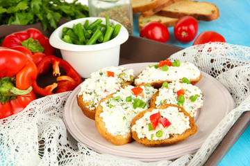 Sandwiches with cottage cheese and greens