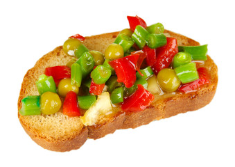 Sandwich with vegetables and greens isolated on white