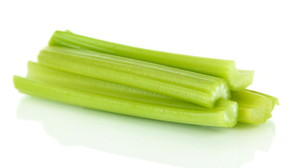 Fresh green celery isolated on white