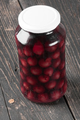 cherry compote in a glass jar