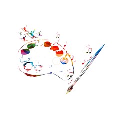 Obraz premium Colorful vector art palette background with hummingbirds