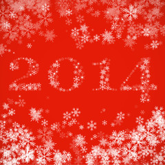 Happy New Year 2014 - made from snowflakes - red