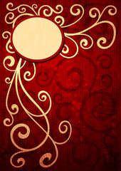 Red vector grunge floral illustration.