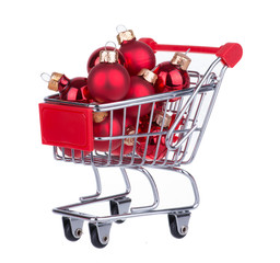 Shopping Cart With Christmas Balls