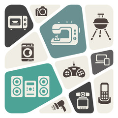 Home electronics icons background