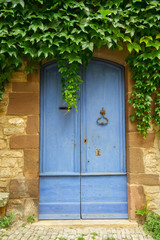 old blue wooden door