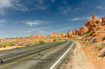 Fototapeta na wymiar Curving Desert Road