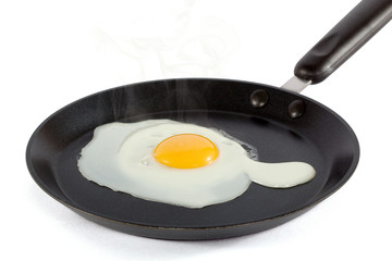 Scrambled eggs, isolated on white  background, with clipping pat