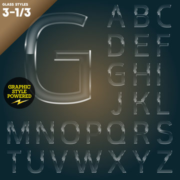 Vector illustration of Glass font powered graphic styles.