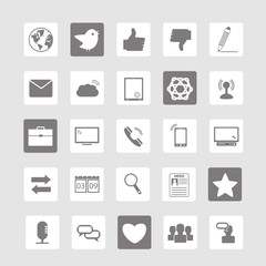 Social Icons Set - Isolated On Gray Background
