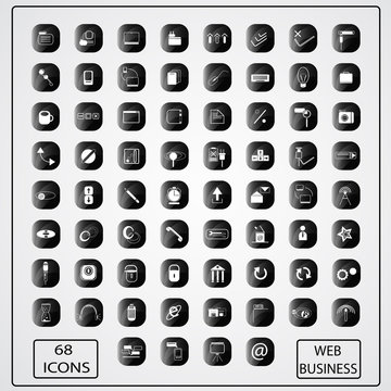 68 Web and Business icons isolated