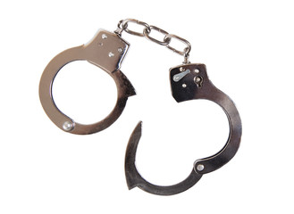 A pair of handcuffs on white