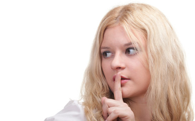 Naklejka premium Young girl asking for silence