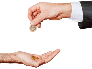 Person holding coins in his two hands