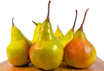 Close-up of fresh shiny sweet delicious pears