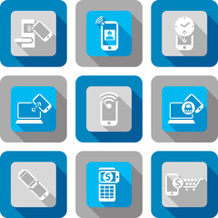 Smart phone with Near Field Communication Icon design set