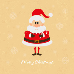 Santa Claus with Christmas candy cane card