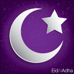 Obraz na płótnie Canvas Concave moon and star Eid al Adha card in vector format.