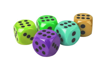 Colorful dices on white background