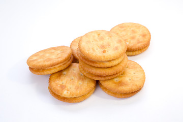 Fototapeta na wymiar Crackers on white background