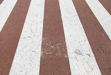 Zebra crossing red and white