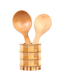 Wooden spoon in jar.