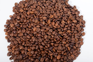 coffee beans close up isolated on white