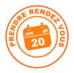prendre rendez vous sur bouton web rond orange