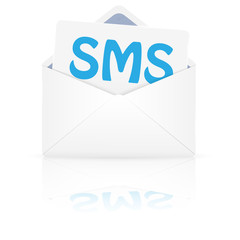 Open envelope with sms. Vector illustration. 