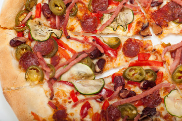 delicious italian pizza isolated over white background