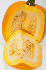Fresh orange pumpkin isolated on white background