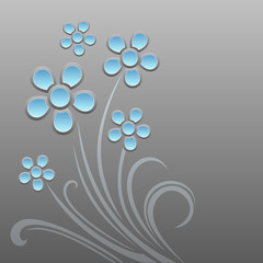 Abstract background with blue flowers. Vector illustration.