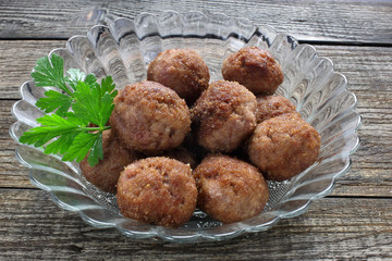 Pork meatballs in glass bowl