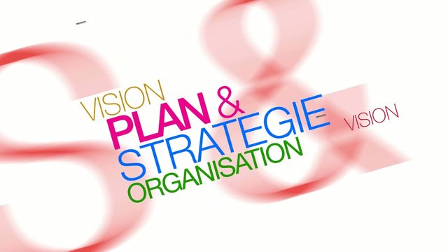 Vision Strat&eacute;gie plan & organisation nuage de mots animation
