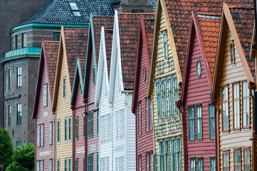 Hanseatic houses in Bryggen, the oldest part of Bergen, Norway