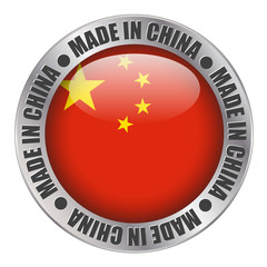 “MADE IN CHINA” label (badge stamp flag chinese made)
