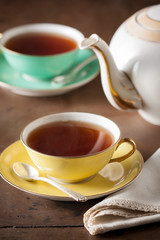 Serving tea on a table