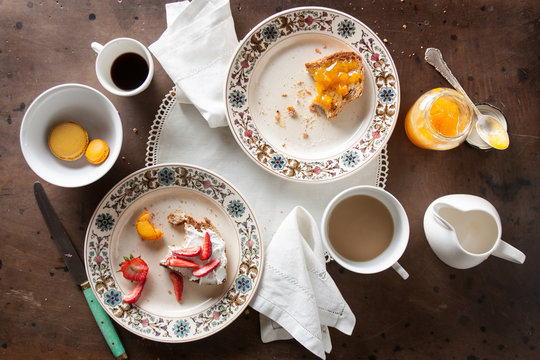 Eating Romantic Breakfast In Table