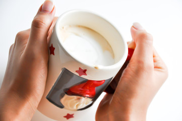 christmas coffee cup with santa logo