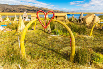 Floating  Islands on Lake Titicaca Puno, Peru, South America