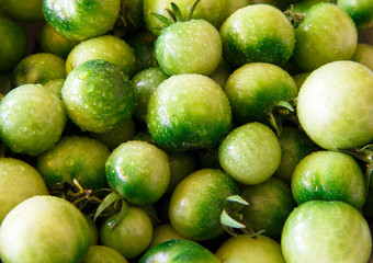 Green tomatoes closeup